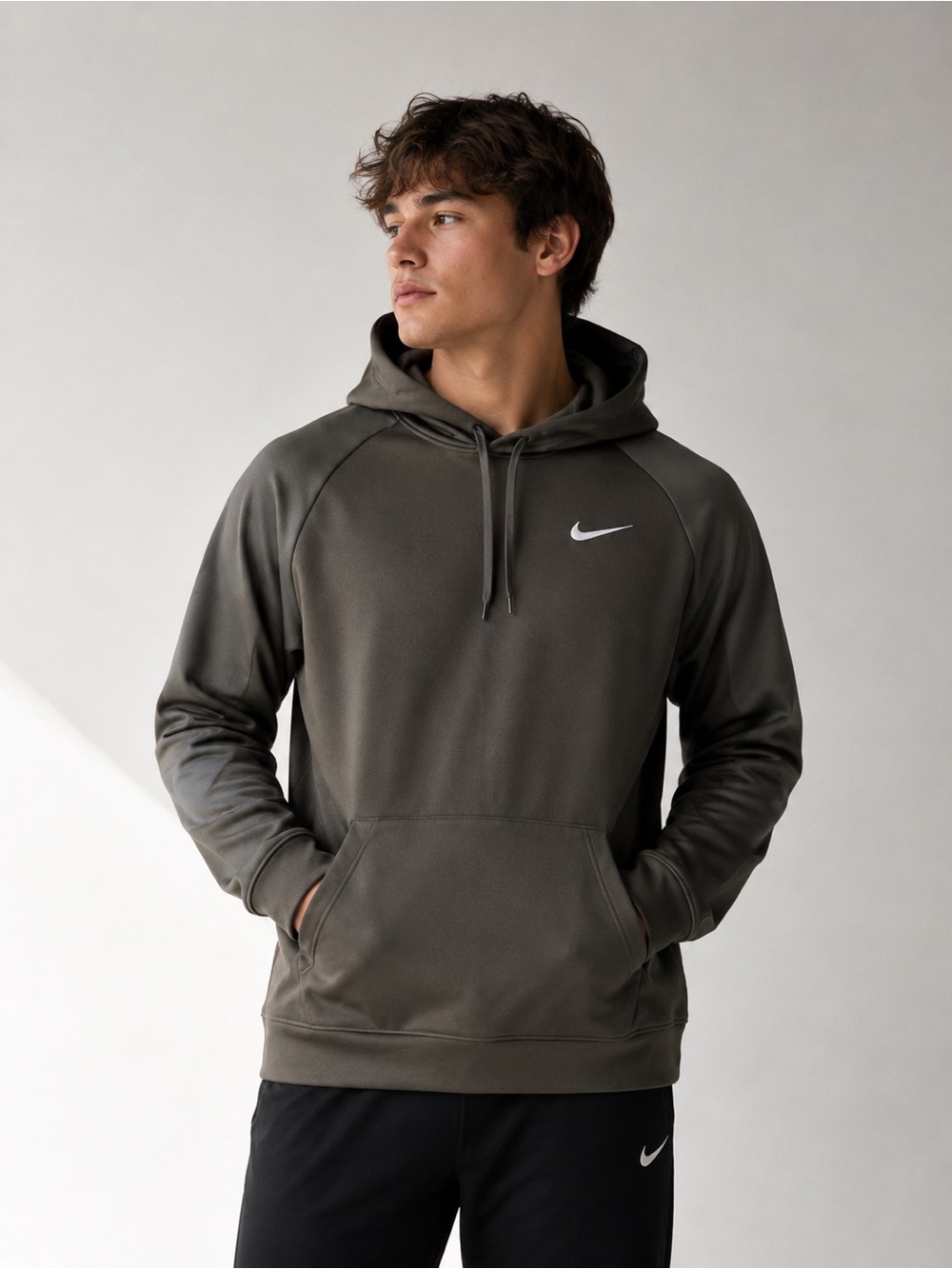 Nike Olive Hoodie with White Swoosh